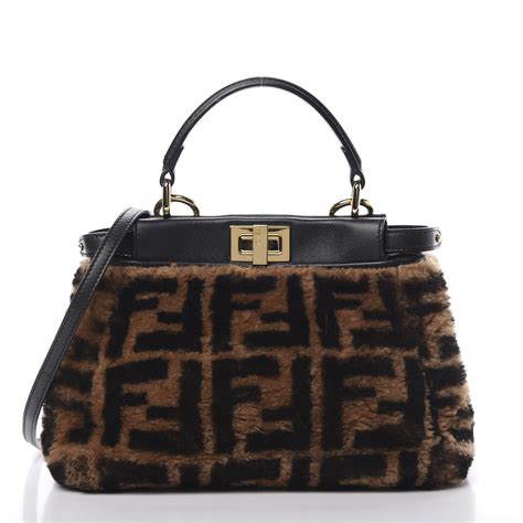 fendi peekaboo mini shearling|Fendi peekaboo regular size.